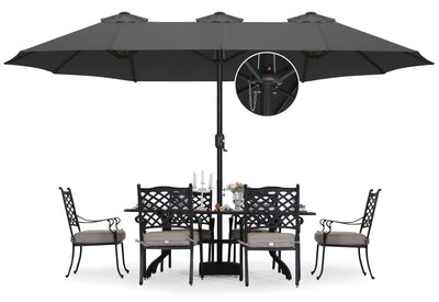 ABCCANOPY 15FT Double Sided Pool Umbrella with Base, Outdoor Porch Umbrella for Poolside, Lawn, Backyard (Dark Gray)