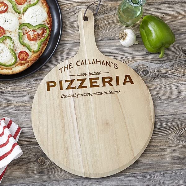 Personalization Universe Family Pizzeria Personalized 3 Piece Wood Pizza Peel Gift Set Personalization Universe