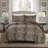 Grand Linen 3-Piece Fine Animal Print Oversize (100" X 95") Quilt Set, Bedspread Coverlet Queen Size Bed Cover (Brown, Black Leopard Print) Grand Linen