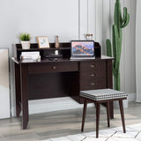 Safeplus 48" Computer Desk with 4 Storage Drawers and Hutch Wood Executive Table for PC Laptop Safeplus
