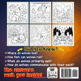 Wolf Coloring Book for Kids: 50 Fun Facts and Wild Wolf Coloring Pages, Learn About Wolves with 50 Educational Facts and Adorable Illustrations Who Love Wildlife Majosta