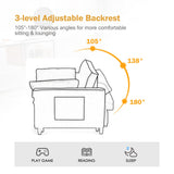 ECHINGLE Futon Sofa Bed, 3 in 1 Sleeper Sofa Couch Bed with Armrests, Storage Pockets and 2 Pillows, Adjustable Backrest, Sofa Bed Couch for Living Room, Bedroom, Office,Reading Room(Grey) ECHINGLE