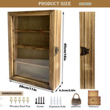 WANLIAN Large Shadow Box with Shelves, 11x16 Wooden Shadow Box Display Cabinet with Acrylic Window, 3 Removable Shelves and Linen Back, for Displaying Photo Souvenir Collection(Carbonized) WANLIAN