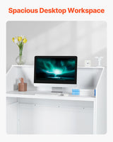 VEVOR Reception Desk, 46 Inch Rectangular Front Counter Table, Office Reception Desk, Retail Counter and Front Reception Counter, for Checkout, Lobby, Beauty Salon and Office, White VEVOR