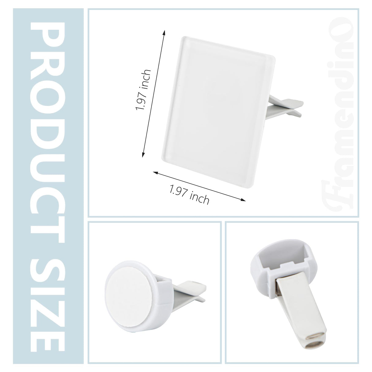 Framendino, 4 Pack Sublimation Blank Car Air Vent Clips Heat Transfer Car Outlet Perfume Clip Auto Diffuser Vent Clip Car Scent Diffuser Clip Car Exhaust Outlet Accessories Square Framendino