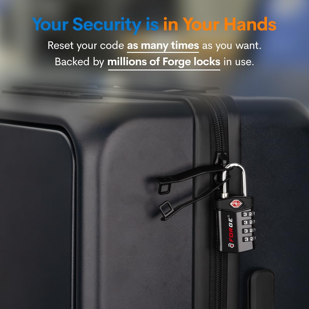Forge Travel Lock,TSA Approved Luggage Locks for Air Travel, Gym Lockers, School Lockers, Pelican Cases, Gun Case, Easy Read Dials, Durable Alloy Body Forge