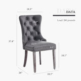 Eifizek Leather Dining Chair Set of 6, Dining Room Chairs with Nailhead Ring Pull Trim, Upholstered Dining Chairs with Solid Wood Legs for Kitchen Dining Room (Grey) Eifizek