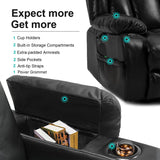 Recliner Chair Sofa Reclining Glider Rocking Sleeper Living Room 360° Swivel for Adults Theater Chairs Leather Rocker Recliners Cup Holders (Black) HOMYHOMEY