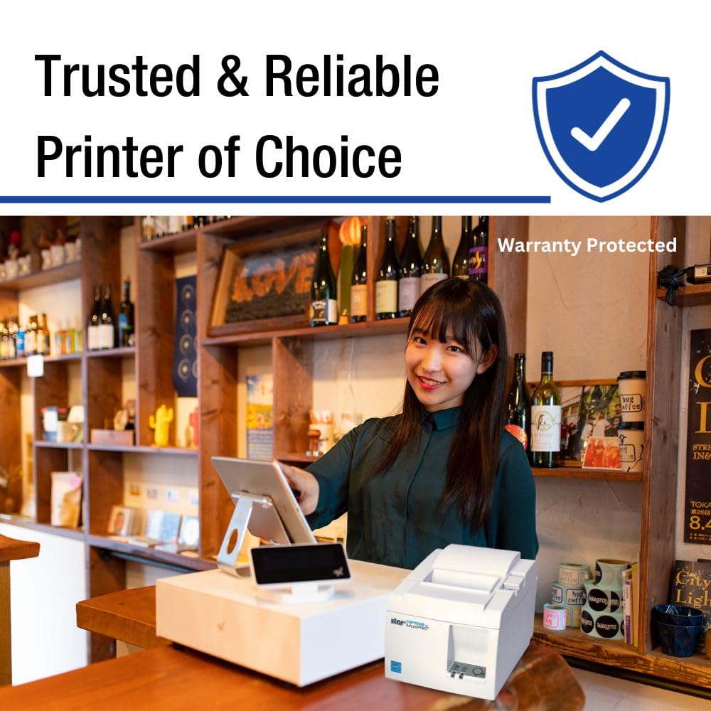 Star Micronics TSP143IIIBi Bluetooth Thermal Receipt Printer for iOS, Android, and Windows with Auto-cutter and Internal Power Supply - Gray Star Micronics