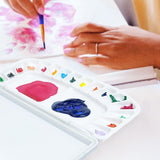 Falling in Art Airtight Watercolor Palette, Plastic Paint Palette with 16 Wells and 2 Mixing Areas, Folding Paint Tray with Lid, Suitable for Acrylic, Gouache and Watercolor Falling in Art