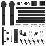 SMARTSTANDARD 6.8 FT Heavy Duty Sturdy Sliding Barn Door Hardware Kit, Black, (Whole Set Includes 1x Pull Handle Set & 1x Floor Guide) Fit 36"-40" Wide Door Panel (I Shape Hanger) SMARTSTANDARD