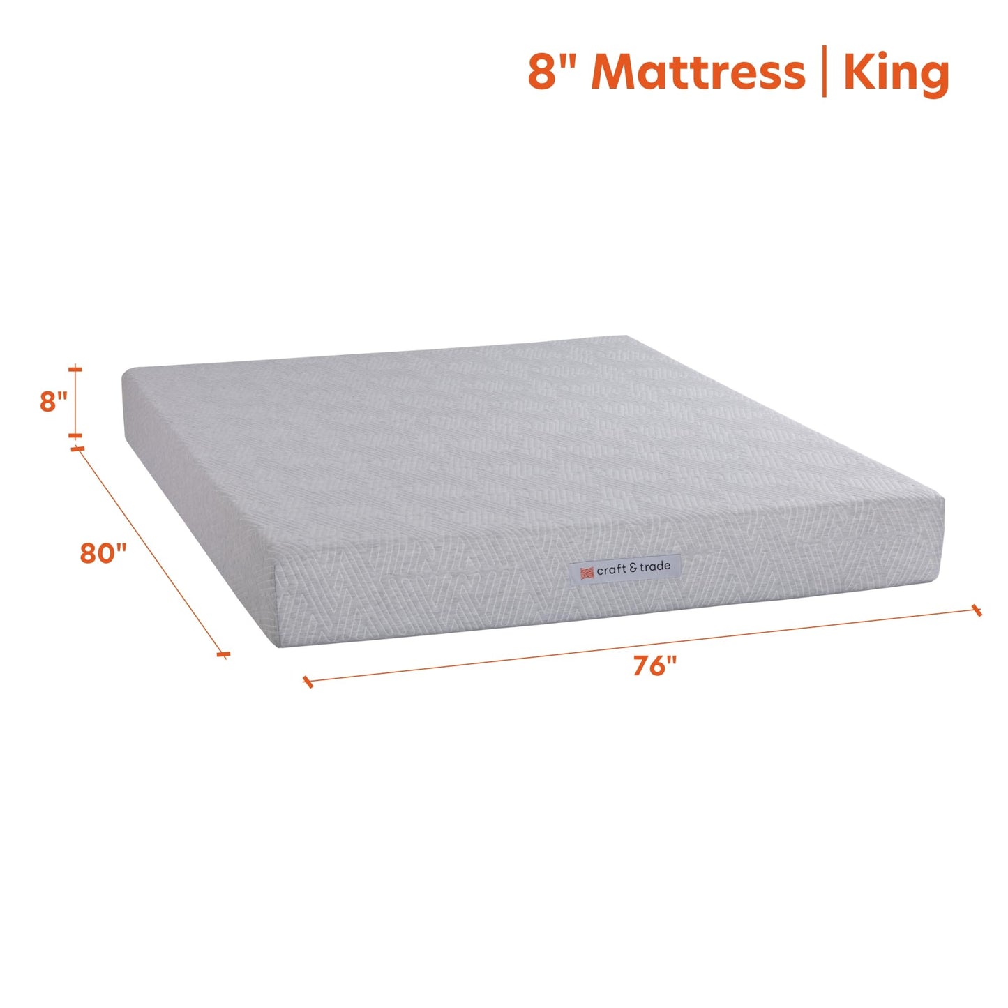 Craft & Trade 8-Inch Risewell Memory Foam Mattress, Bed-in-a-Box, CopperGel Cooling, CertiPUR-US Certified, King, 100 Night Trial