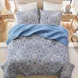 Comfort Spaces Valerie Boho Quilt Set Twin/Twin XL Blue - Soft Reversible Watercolor Medallion Bedding, Lightweight All Season Bedspread for Kids Teens Dorm Guest Room Comfort Spaces