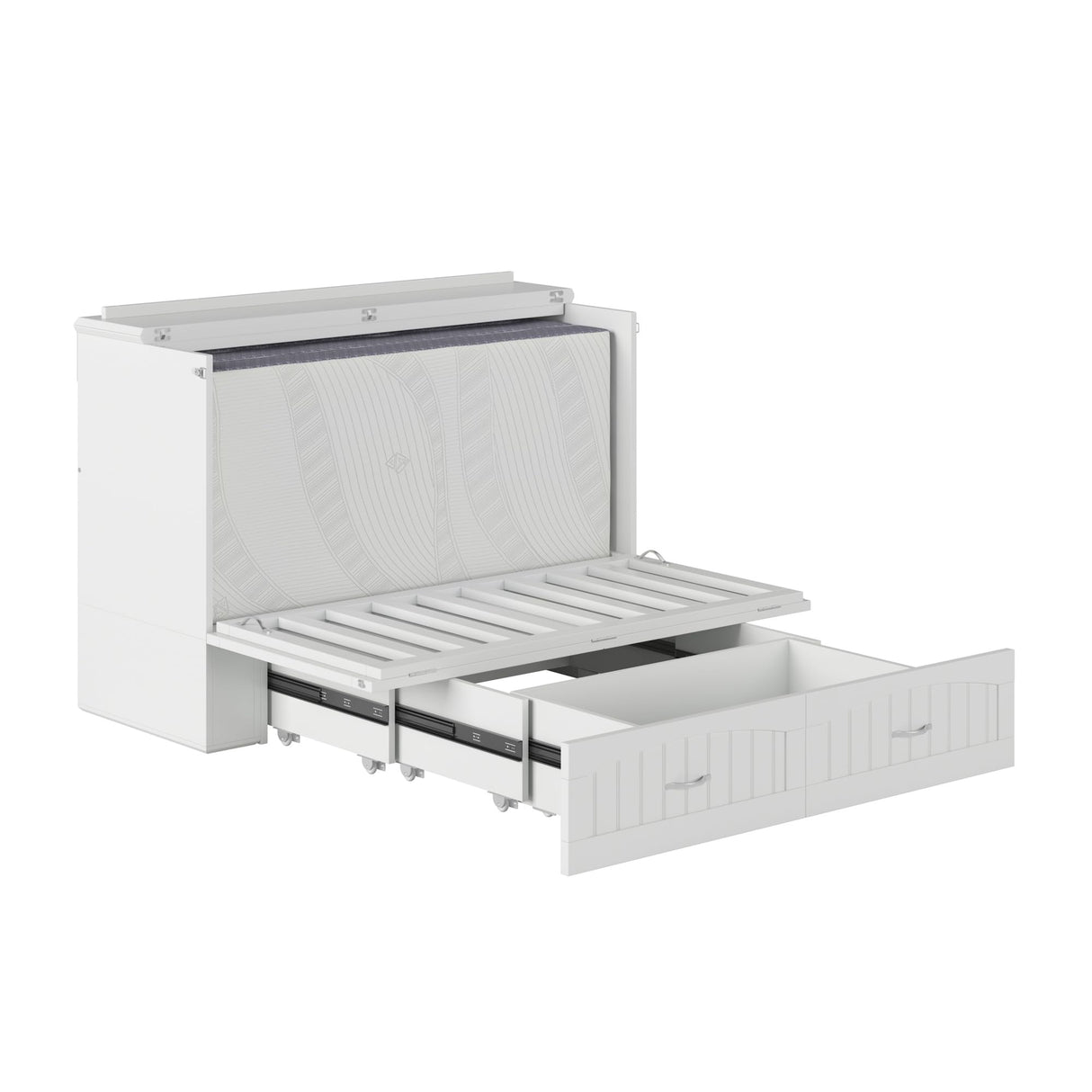 AFI, Southampton Murphy Bed Chest Full with 6" Mattress, Built-in USB Charger & Storage Drawer, White AFI