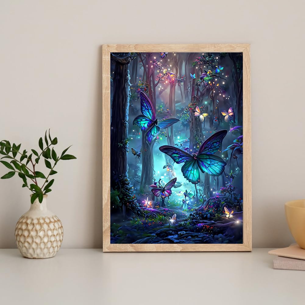 Butterfly Diamond Art Kits for Adults, Butterfly Diamond Painting Kits, 5D Diamond Dot, Gem Painting Kit, Dimond Art Paintings Kit, Crafts for Adults, Crystal Art, Home Wall Decor Gifts (12x16inch) Rekxtmo