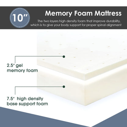 PayLessHere 10 Inch Queen Gel Memory Foam Mattress Fiberglass Free/CertiPUR-US Certified/Bed-in-a-Box/Cool Sleep & Comfy