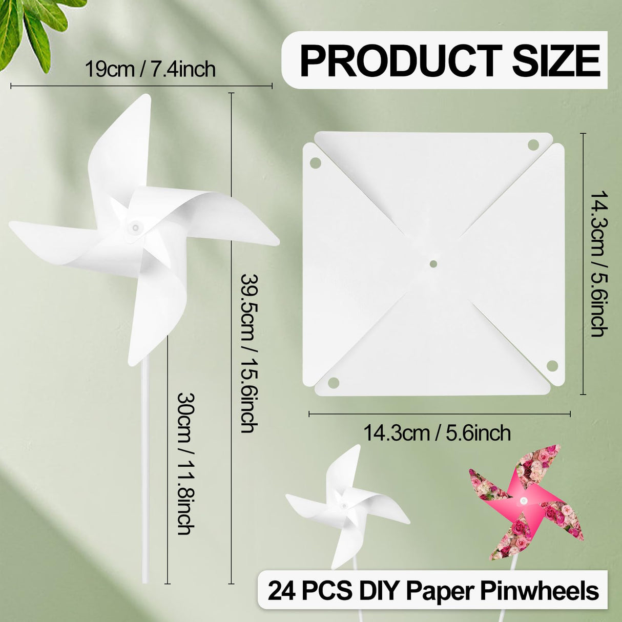 24 Pack Sublimation Blank Pinwheels DIY Pinwheels Craft Color Your Own Wind Spinners Toy Crafts DIY White Pinwheels Painting Party Favors Pinwheels (24pcs Paper Pinwheels) Cevhzoe