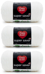 Red Heart Super Saver White Yarn - 3 Pack of 198g/7oz - Acrylic - 4 Medium (Worsted) - 364 Yards - Knitting/Crochet Red Heart