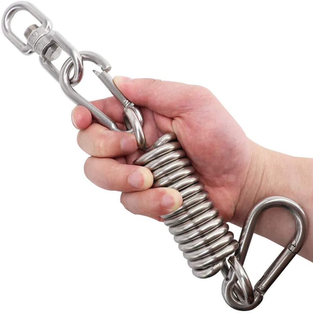 Sfeexun Punching Bag Hanger Set, Stainless Steel Swivel Mount Chain with Carabiners and Spring, 551lbs Capacity for Heavy Bag, Gym Swing, Trapeze, Hammock (Swivel Hanger with Spring) Sfeexun