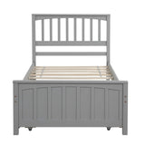 Harper & Bright Designs Twin Size Platform Bed with Trundle, Wooden Twin Bed Frame, Kids Platform Bed (Grey) Harper & Bright Designs
