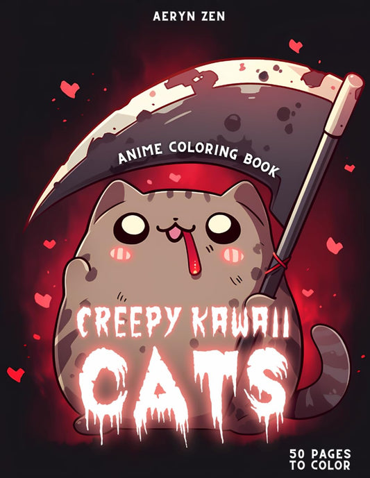 Anime Coloring Book: Creepy Kawaii Cats: Manga Art & Anime Enthusiasts Stress Relief Adult Coloring