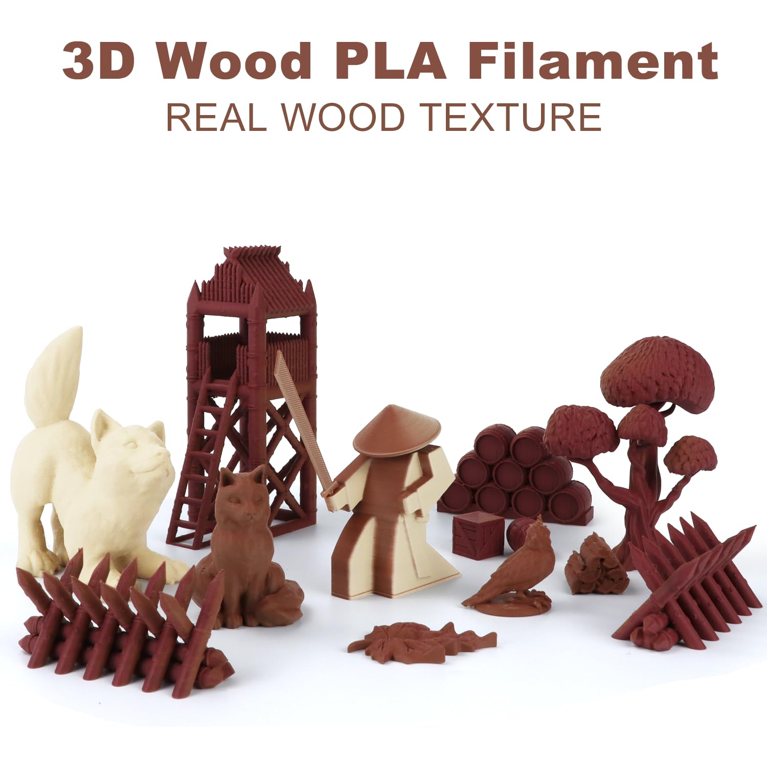 LOVOON Wood PLA Filament 1.75MM, Wood 3D Printer Filament, 3D Printing Filament, Most FDM 3D Printers and 3D pens are Compatible, Real Wood Texture, Wood Walnut,1kg(2.2lb)/Spool - WoodArtSupply