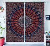 Popular Handicrafts Indian Hippie Bohemian Beautiful Peacock Mandala Curtain Panels Room Divider Blue Popular Handicrafts