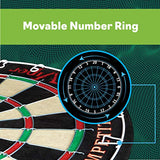 Viper League Regulation Bristle Steel Tip Dartboard Set with Staple-Free Bullseye, Galvanized Metal Thin Radial Spider Wire; High-Grade Compressed Sisal Board with Rotating Number Ring Extending Life Viper