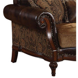 Acme Dreena Rolled Arm Upholstered Loveseat with 3 Pillows in Brown Faux Leather Acme