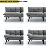Modern Velvet Convertible Folding Futon Couch Sofa Bed Adjustable Pillow Top Arm Memory Foam Couch Double Loveseat Sofa for Compact Living Space,Dorm,Game Studio,Apartment,Bedroom (Light Grey) Klwenas Maec