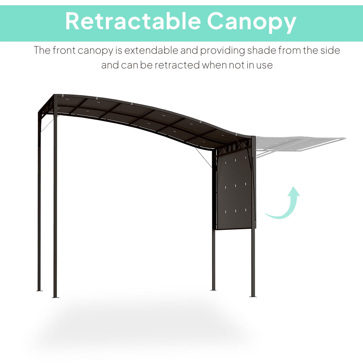 Outsunny 10' x 8' Outdoor Pergola and Patio Gazebo, Extendable Side Awning, Sun Shade Shelter for Garden, Camper, Deck, Doors and Windows, Brown Outsunny