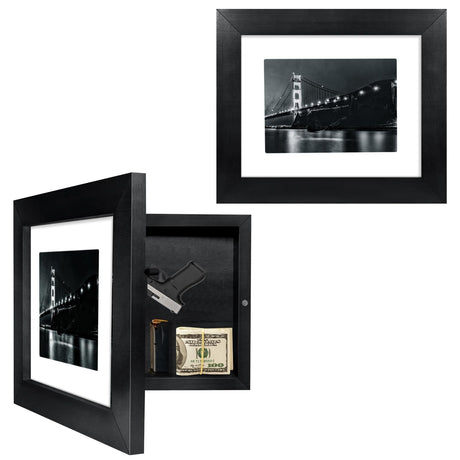 Hidden Gun Storage - Gun Safe Pistol Storage, 11"x14" Matted to 8"x10" Concealment Furniture Secret Decor Handgun Picture Frames Box Homvle