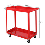 TUFFIOM 2 Tier Rolling Tool Cart, 220 LBS Capacity Industrial Service Cart w/Wheels, 2 Shelf Steel Utility Cart, Tool Storage Organizer for Mechanic, Garage, Workshop, Warehouse & Repair Shop, Red TUFFIOM
