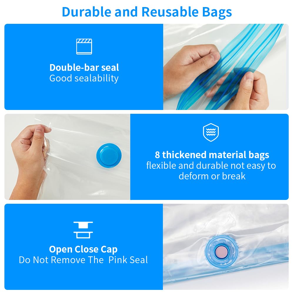Creality 3D Printer Filament Storage Bags Filament Vacuum Bags, 8 Transparent Sealed Bags with Electric Pump Dust Proof Humidity Resistant Keeping Filament Dry, 40 x 40CM Reusable Vacuum Storage Bags Creality