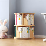 NIUYAO 360-Degree Rotating Solid Wood Bookcase - 2-Tier Versatile Storage Rack NIUYAO