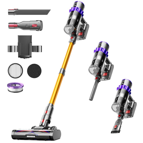 Cordless Vacuum Cleaner, 550W 45KPA 70Mins Self-Standing Vacuum Cleaners for Home, Stick Vacuum Cordless with Wall Mount Charging, LDE Display, Upgraded Roller Brush for Carpet,Pet Hair,Hardwood Floor Iirios