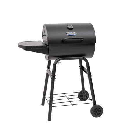 Char-Griller® King-Griller Gambler Charcoal Grill and Smoker with Damper Smoke Control, Cast Iron Grates, and Side Shelf, 315 Cooking Square Inches in Black, Model E1416 Char-Griller