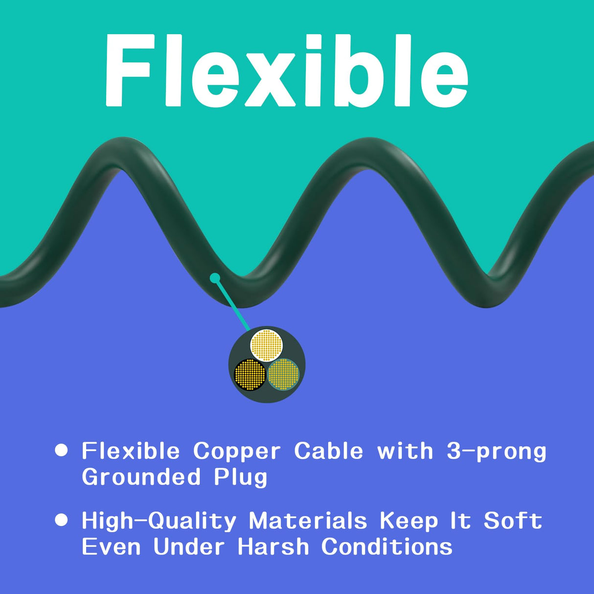 GREATIDE Indoor Outdoor Extension Cord 50 FT, 16/3 SJTW Weatherproof Green Electrical Cords, 13 AMP Heavy Duty 3 Prong Power Cable Great for Garden, Landscaping & Holiday Decorations GREATIDE