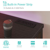 Lufeiya Gaming Desk with Power Outlet, 47 inch Teen Study Table Home Office Work Writing Computer Desks with Charging Station Outlets Built in, Black Lufeiya