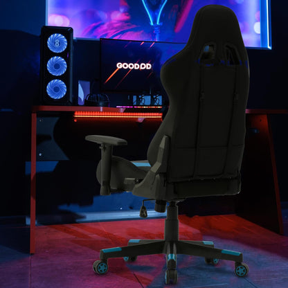 Computer Gaming Chair with LED Lights, RGB Video Gaming Chair with Comfortable Leather and High Back, Gaming Chair with Adjustable Lumbar Support for Adults and Teens（Blue）