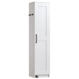 IRONCK Narrow Kitchen Pantry Storage Cabinet, 72" Slim Single Door with 6 Adjustable Shelves, Door Rack and Wheels, Space Saving Freestanding Storage Floor Cabinet for Small Place, White IRONCK