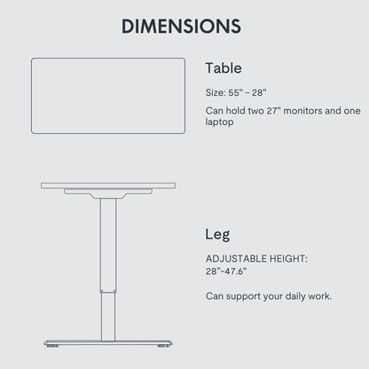 FLEXISPOT EC1 Electric White Standing Desk Whole Piece 55 x 28 Inch Desktop Adjustable Height Desk Home Office Computer Workstation Stand up Desk (White Frame + 55" White Top) - WoodArtSupply