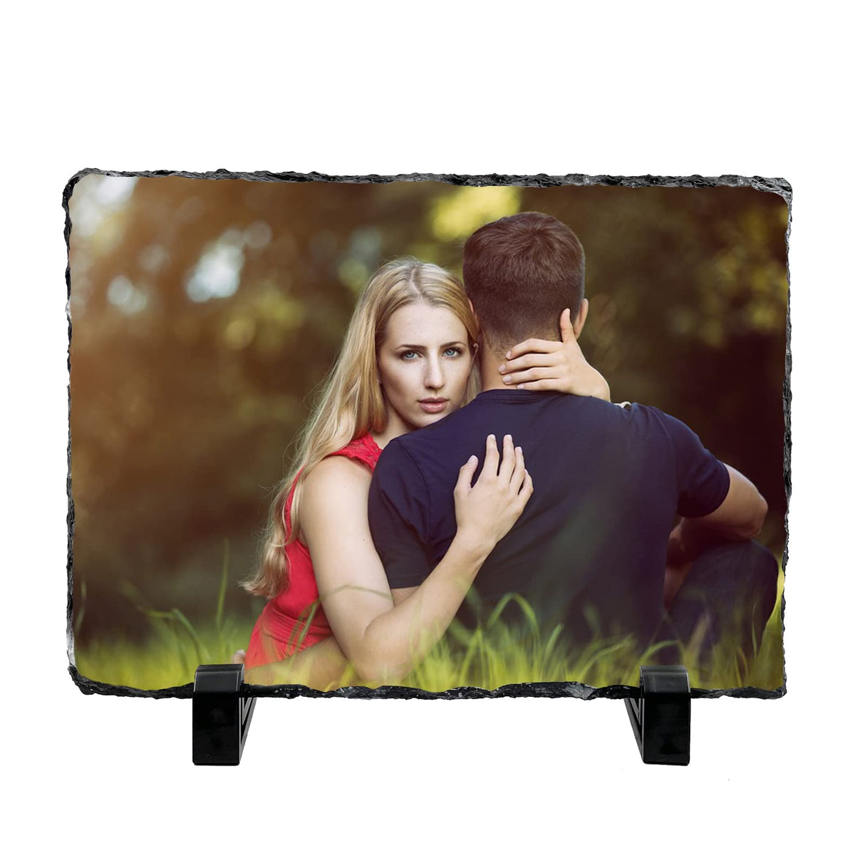 LYHLYA Sublimation Blank Slate Rock 5.9" x 7.8" Customized Memorial Frame with Display Stands Sublimation Personalized Picture Frame for Heat Transfer Printing (15x20cm Rectangle Shape) LYHLYA