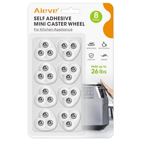Aieve Appliance Sliders for Kitchen Appliances, 8 Pack Self Adhesive Mini Universal Caster Wheels, Countertop Small Appliance Rollers Suitable for Coffee Maker, Air Fryer, Small Furniture, Storage Box AIEVE