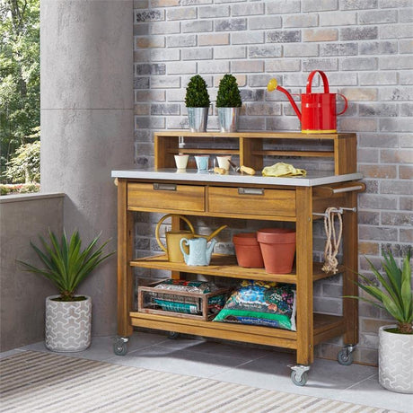 Afuera Living Traditional Wood Potting Bench in Brown Finish Afuera Living