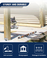 vikofan 10 PCS 4x4 Galvanized Post Base Steel Inter 3.5x3.5 Wood to Concrete Adjustable Post Anchor with 1" Standoff for Deck Patio Gazebo Pergola vikofan