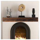 WELLAND Rustic Floating Shelf, Reclaimed Wood Wall Shelf, Fireplace Mantel Shelf Wall Mounted,Walnut Color (48" W x 6" D x 6" H) WELLAND