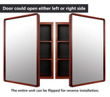 H-A Bathroom Medicine Cabinet with Mirror Solid Wood Framed Bathroom Mirror Cabinet with Storage Wall Mounted Recessed Available 16"x 24" (Brown) H-A