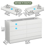 Gyfimoie 8 Drawer Dresser with Glass Top & Power Outlet, White Dresser for Bedroom with LED Light, Modern Chest of Drawer Double Wide Drawers Organizer Cabinet for Bedroom, Living Room (White) Gyfimoie