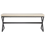 Household Essentials Harper Metal Bench with Boucle Upholstered Cushion, Cream and Black Household Essentials
